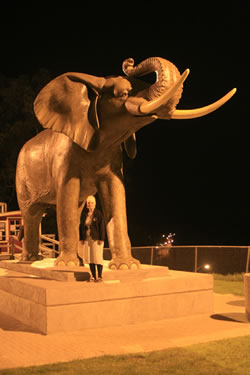 Gail At Jumbo Statue At Night 09-15-2010 